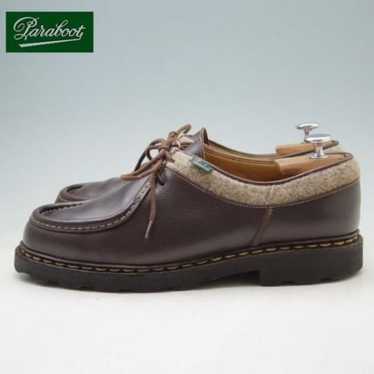 美品★パラブーツ SIZE 42【★ミカエル同仕様/Mirabeau/MICHAEL】カフェ/カーフ×ウール/マルシェソール/Paraboot★a247