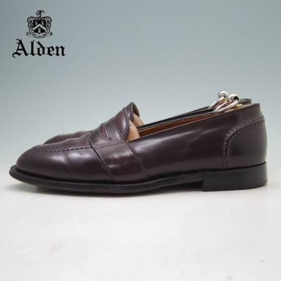 美品★オールデン7.5E【コードバン仕様★ブルックスブラザーズ別注/コインローファー】フルストラップ/00003/アバディーンラスト/赤茶/#8/Alden★a261