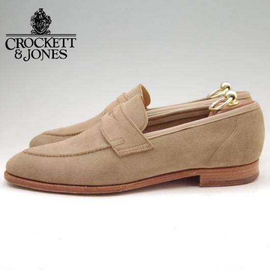 極上★クロケット&ジョーンズ 8.5E【★コインローファー/スエード/薄茶/サンド/メンズ】Crockett&Jones★a266