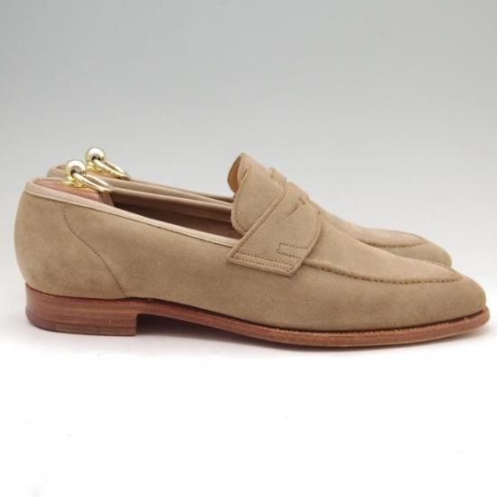 極上★クロケット&ジョーンズ 8.5E【★コインローファー/スエード/薄茶/サンド/メンズ】Crockett&Jones★a266