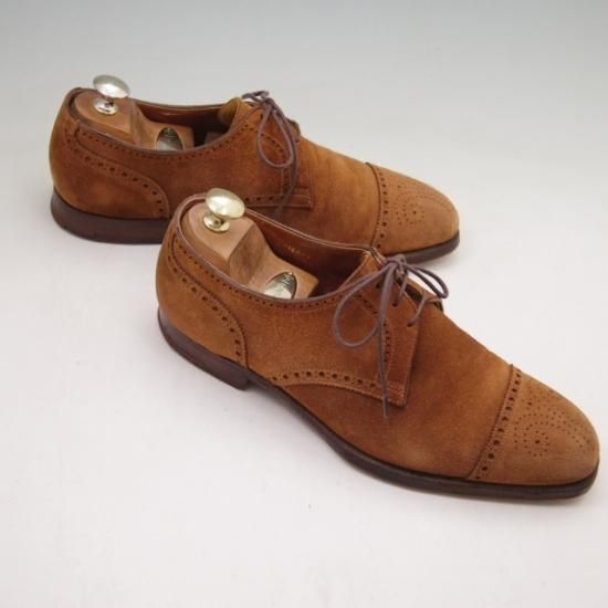 極上★クロケット&ジョーンズ 5E【★ハンドグレード/THIERRY】セミブローグ/スエード/茶/メンズ/Crockett&Jones★a267