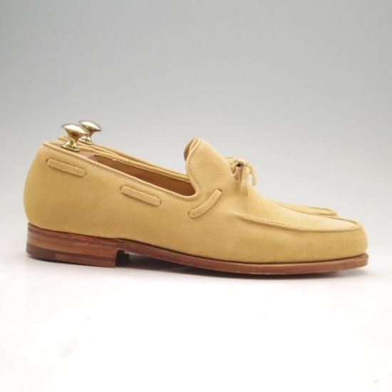 新品★クロケット&ジョーンズ 6E【★リボンローファー/HAYLING2】366ラスト/スエード/薄茶/メンズ/Crockett&Jones★a305