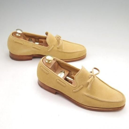 新品★クロケット&ジョーンズ 6E【★リボンローファー/HAYLING2】366ラスト/スエード/薄茶/メンズ/Crockett&Jones★a305