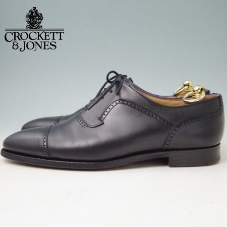 極美品★クロケット&ジョーンズ 8.5E【★(英)ポールスミス別注/Paul Smith】クォーターブローグ/カーフ×グレインレザー/黒/Crockett&Jones★a319