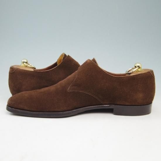 極上★クロケット&ジョーンズ 7.5E【★ハンドグレードライン/MITCHELL】モンクストラップ/スエード/茶/Crockett&Jones★a336