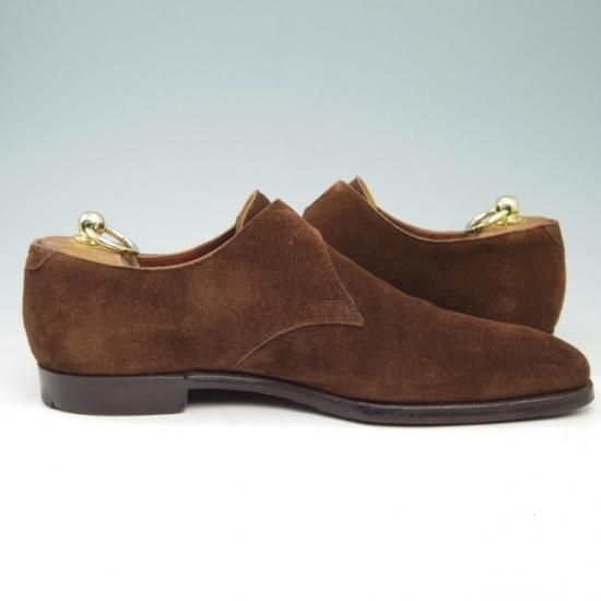 極上★クロケット&ジョーンズ 7.5E【★ハンドグレードライン/MITCHELL】モンクストラップ/スエード/茶/Crockett&Jones★a336