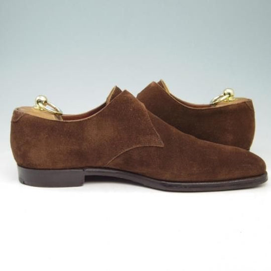 極上★クロケット&ジョーンズ 7.5E【★ハンドグレードライン/MITCHELL】モンクストラップ/スエード/茶/Crockett&Jones★a336