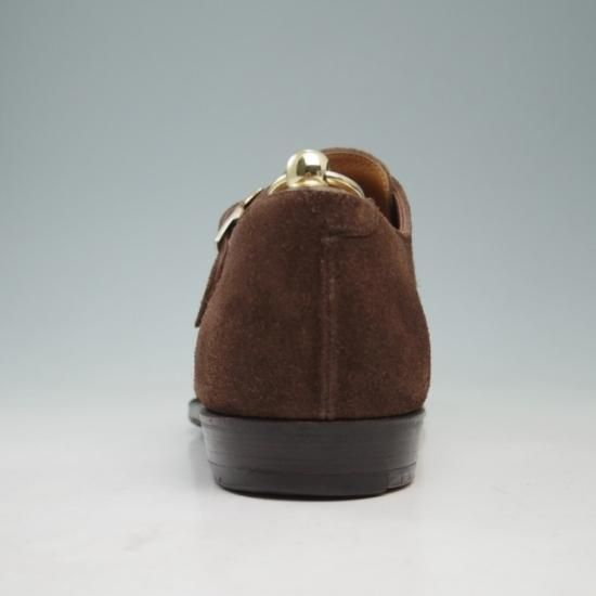 極上★クロケット&ジョーンズ 7.5E【★ハンドグレードライン/MITCHELL】モンクストラップ/スエード/茶/Crockett&Jones★a336