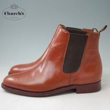 美品★チャーチ65G/UK6.5【旧チャーチ★サイドゴアブーツ/3都市ロゴ】ASTORIA/アストリア/アニリンカーフ/ROSETAN/赤茶★a342