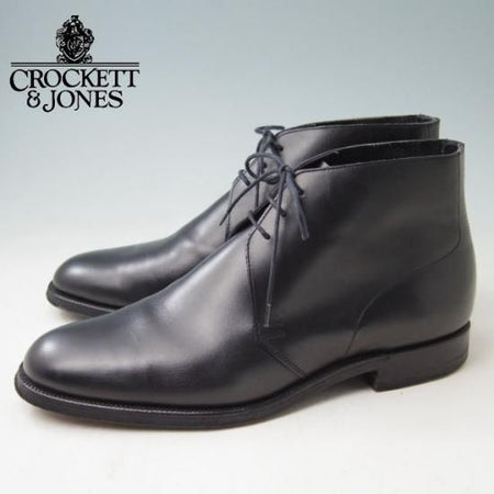 極美品★クロケット&ジョーンズ 7.5E【★(英)ジョージクレバリー別注/チャッカブーツ】ハンドグレード/カーフ/黒/GEORGE CLEVERLEY/メンズ/Crockett&Jones★a345
