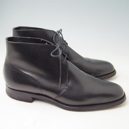 極美品★クロケット&ジョーンズ 7.5E【★(英)ジョージクレバリー別注/チャッカブーツ】ハンドグレード/カーフ/黒/GEORGE CLEVERLEY/メンズ/Crockett&Jones★a345