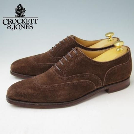 美品★クロケット&ジョーンズ 6.5E【★ブラインドブローグ/DRUMMOND】ドラモンド/348ラスト/スエード/茶/メンズ/Crockett&Jones★a347