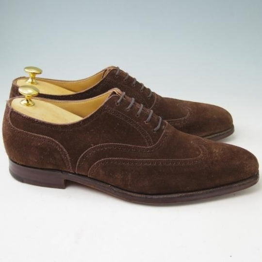 美品★クロケット&ジョーンズ 6.5E【★ブラインドブローグ/DRUMMOND】ドラモンド/348ラスト/スエード/茶/メンズ/Crockett&Jones★a347