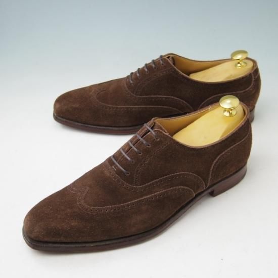 美品★クロケット&ジョーンズ 6.5E【★ブラインドブローグ/DRUMMOND】ドラモンド/348ラスト/スエード/茶/メンズ/Crockett&Jones★a347