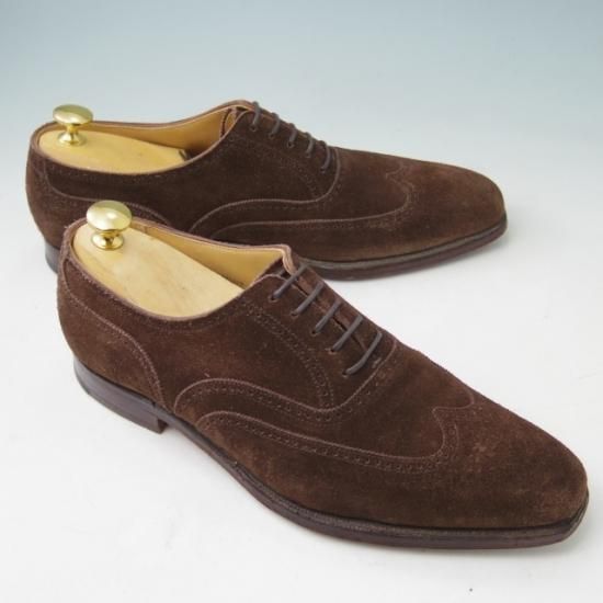 美品★クロケット&ジョーンズ 6.5E【★ブラインドブローグ/DRUMMOND】ドラモンド/348ラスト/スエード/茶/メンズ/Crockett&Jones★a347