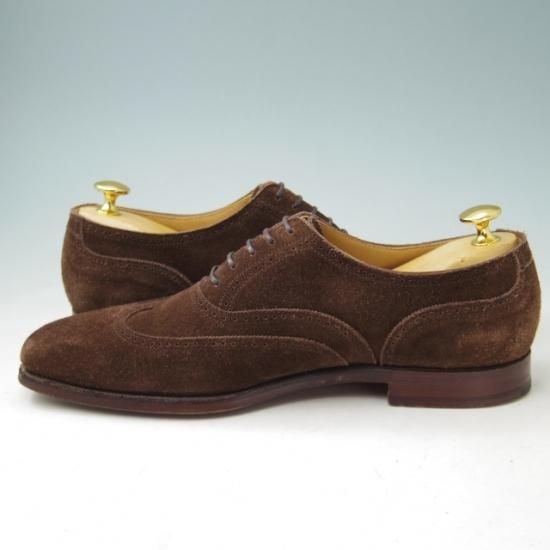 美品★クロケット&ジョーンズ 6.5E【★ブラインドブローグ/DRUMMOND】ドラモンド/348ラスト/スエード/茶/メンズ/Crockett&Jones★a347