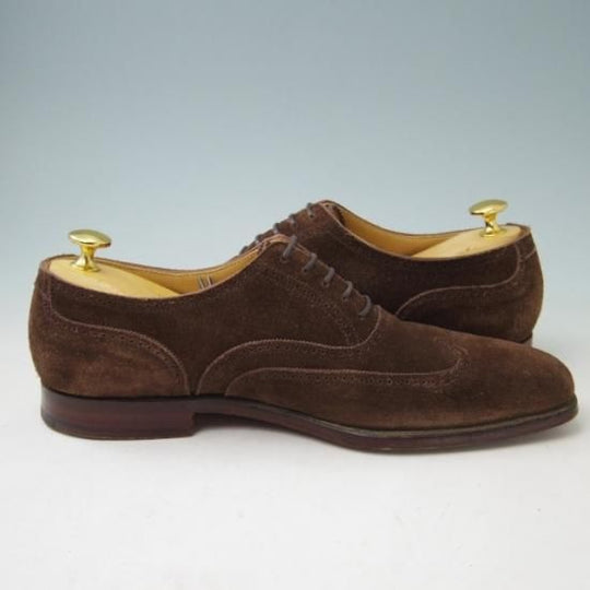 美品★クロケット&ジョーンズ 6.5E【★ブラインドブローグ/DRUMMOND】ドラモンド/348ラスト/スエード/茶/メンズ/Crockett&Jones★a347