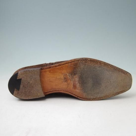 美品★クロケット&ジョーンズ 6.5E【★ブラインドブローグ/DRUMMOND】ドラモンド/348ラスト/スエード/茶/メンズ/Crockett&Jones★a347