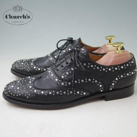 極美品★チャーチ(レディース) 37【貴重★BURWOOD 3W/スタッズ】バーウッド/フルブローグ/カーフ/黒/Church's★a344