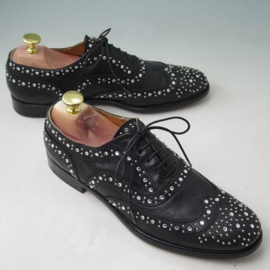 極美品★チャーチ(レディース) 37【貴重★BURWOOD 3W/スタッズ】バーウッド/フルブローグ/カーフ/黒/Church's★a344