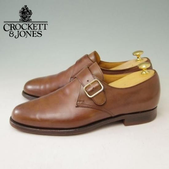 極上★クロケット&ジョーンズ UK6/US6.5E【貴重★ブルックスブラザーズ別注/Peal&co】240ラスト/モンクストラップ/カーフ/茶/メンズ/Crockett&Jones★a355