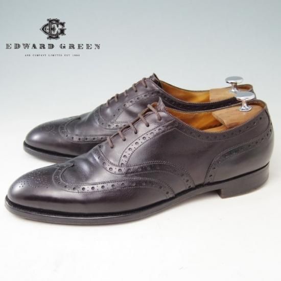 極上★エドワードグリーン UK10程度【定価￥174,900-★フルブローグ/MALVERN】Made byロゴ/マルバーン/202ラスト/カーフ/濃茶/EDWARD GREEN★a353