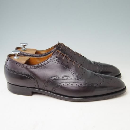 極上★エドワードグリーン UK10程度【定価￥174,900-★フルブローグ/MALVERN】Made byロゴ/マルバーン/202ラスト/カーフ/濃茶/EDWARD GREEN★a353