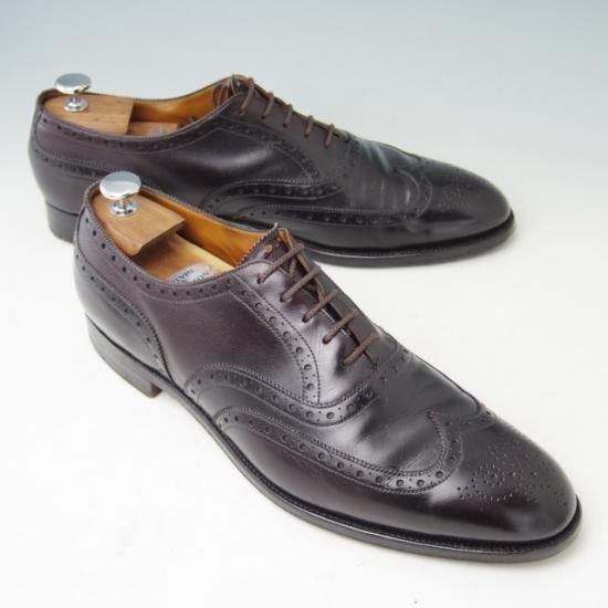 極上★エドワードグリーン UK10程度【定価￥174,900-★フルブローグ/MALVERN】Made byロゴ/マルバーン/202ラスト/カーフ/濃茶/EDWARD GREEN★a353