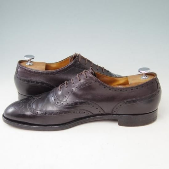 極上★エドワードグリーン UK10程度【定価￥174,900-★フルブローグ/MALVERN】Made byロゴ/マルバーン/202ラスト/カーフ/濃茶/EDWARD GREEN★a353