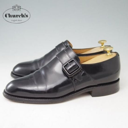 ★チャーチ 60F/UK6【旧チャーチ★ブックバインダーカーフ/73ラスト】Westbury/3都市ロゴ/モンクストラップ/黒/メンズ/Church's★a367