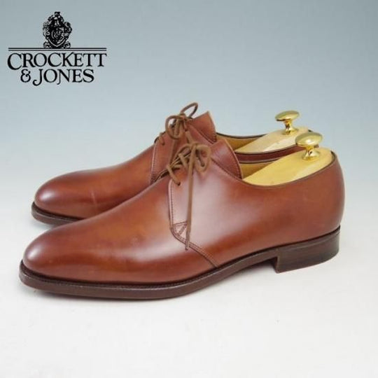 極美品★クロケット&ジョーンズ6.5E【★DARTMOUTH/318ラスト/プレーントゥ/Vフロント/カーフ/茶】Crockett&Jones★a369