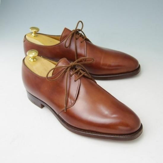 極美品★クロケット&ジョーンズ6.5E【★DARTMOUTH/318ラスト/プレーントゥ/Vフロント/カーフ/茶】Crockett&Jones★a369