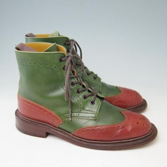 極上★トリッカーズ(レディース) SIZE 4.5【コンビ仕様★カントリーブーツ/5180】カーフ/緑×赤/Tricker's★a371
