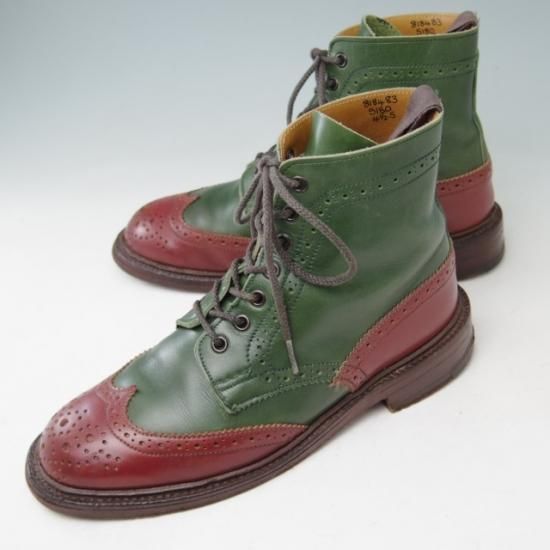 極上★トリッカーズ(レディース) SIZE 4.5【コンビ仕様★カントリーブーツ/5180】カーフ/緑×赤/Tricker's★a371
