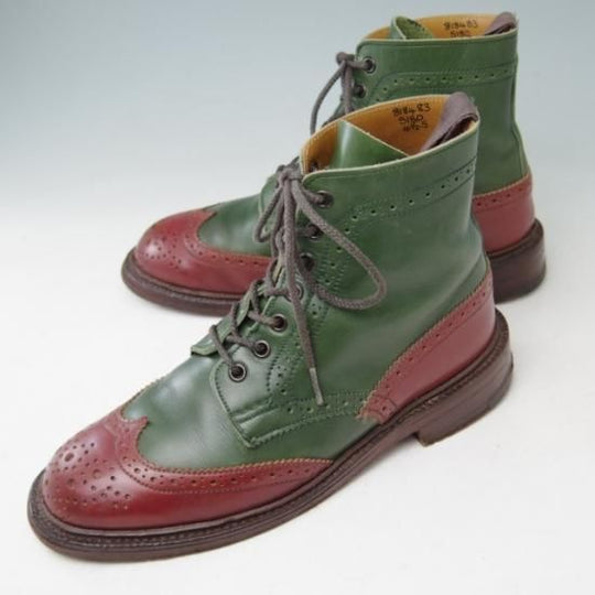 極上★トリッカーズ(レディース) SIZE 4.5【コンビ仕様★カントリーブーツ/5180】カーフ/緑×赤/Tricker's★a371