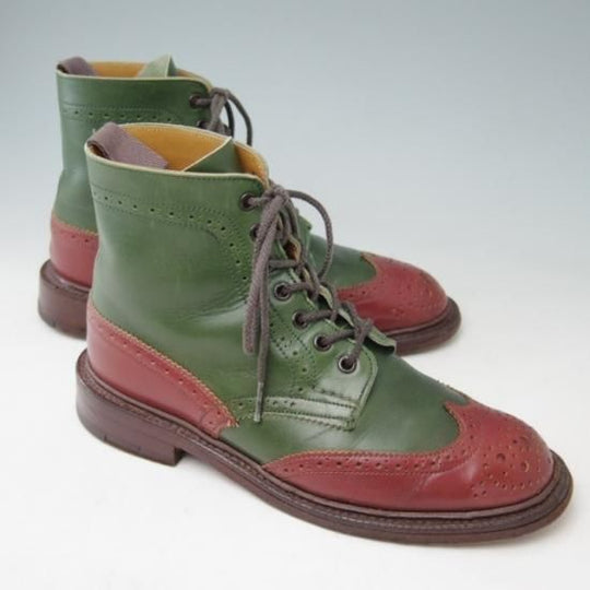 極上★トリッカーズ(レディース) SIZE 4.5【コンビ仕様★カントリーブーツ/5180】カーフ/緑×赤/Tricker's★a371