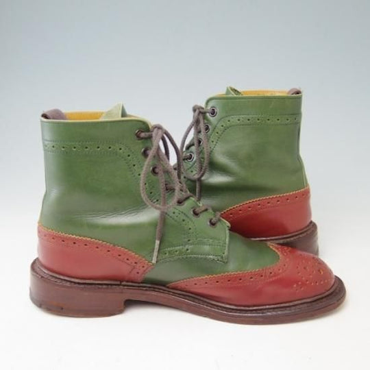 極上★トリッカーズ(レディース) SIZE 4.5【コンビ仕様★カントリーブーツ/5180】カーフ/緑×赤/Tricker's★a371
