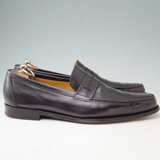 極美品★ジョンロブ SIZE 42【貴重★エルメス別注/HERMES】KEITH/H304/コインローファー/ミュージアムカーフ/黒/JOHN LOBB★a377