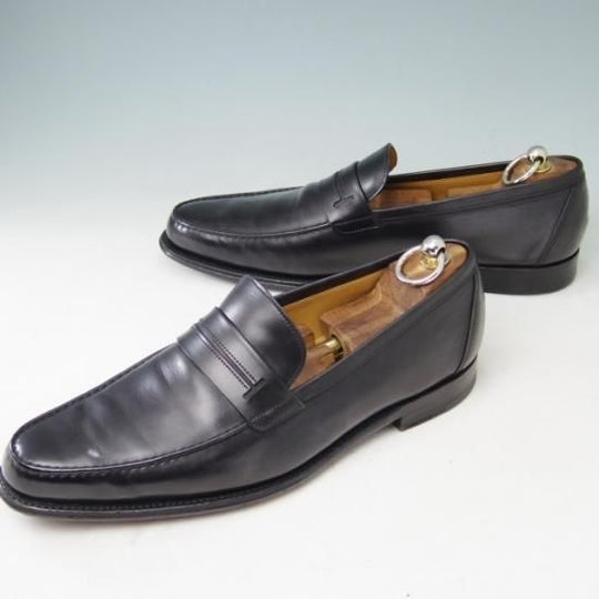 極美品★ジョンロブ SIZE 42【貴重★エルメス別注/HERMES】KEITH/H304/コインローファー/ミュージアムカーフ/黒/JOHN LOBB★a377