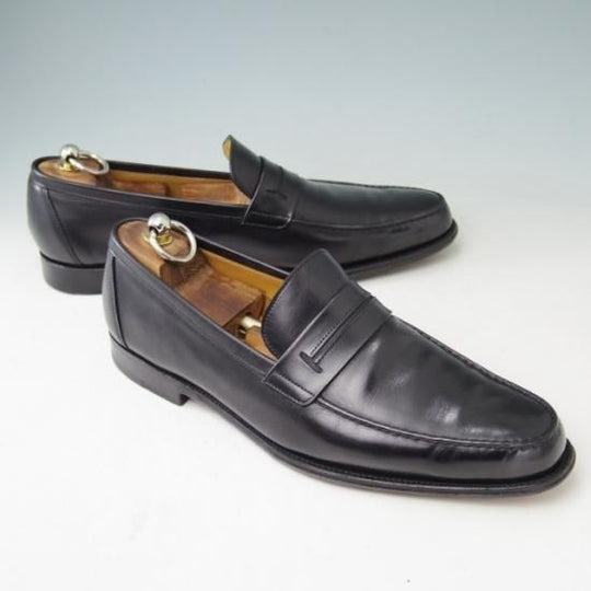 極美品★ジョンロブ SIZE 42【貴重★エルメス別注/HERMES】KEITH/H304/コインローファー/ミュージアムカーフ/黒/JOHN LOBB★a377