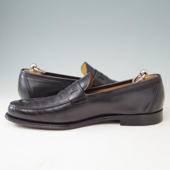 極美品★ジョンロブ SIZE 42【貴重★エルメス別注/HERMES】KEITH/H304/コインローファー/ミュージアムカーフ/黒/JOHN LOBB★a377