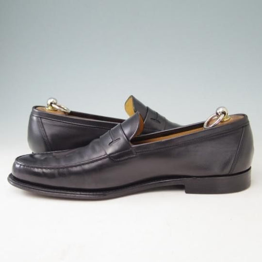 極美品★ジョンロブ SIZE 42【貴重★エルメス別注/HERMES】KEITH/H304/コインローファー/ミュージアムカーフ/黒/JOHN LOBB★a377
