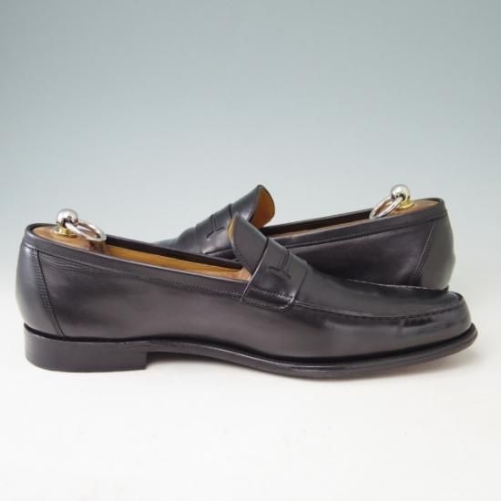 極美品★ジョンロブ SIZE 42【貴重★エルメス別注/HERMES】KEITH/H304/コインローファー/ミュージアムカーフ/黒/JOHN LOBB★a377