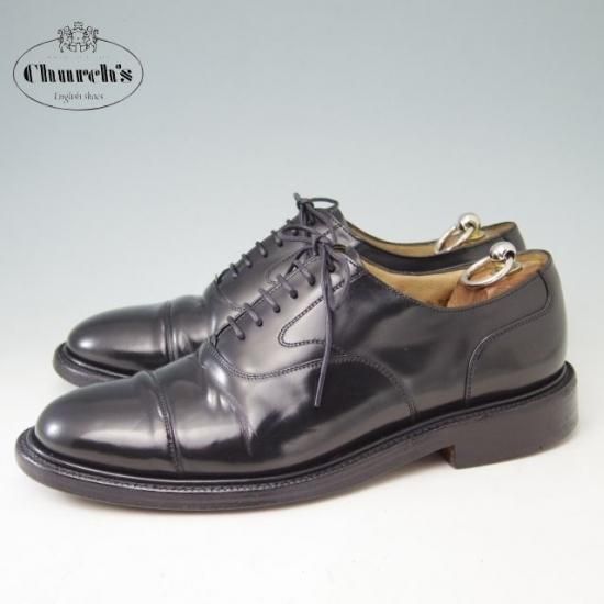 極上★チャーチ 75G/UK7.5【貴重★100ラスト/LANCASTER】ランカスター/4都市ロゴ/ストレートチップ/カーフ/黒/メンズ/Church's★a381