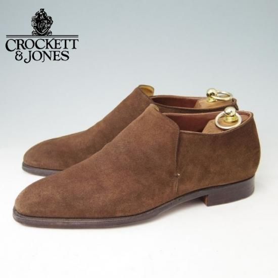 美品★クロケット&ジョーンズ 7E【★ハンドグレードライン/KEMPTON】センターエラスティック/スエード/茶/メンズ/Crockett&Jones★a383