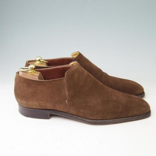 美品★クロケット&ジョーンズ 7E【★ハンドグレードライン/KEMPTON】センターエラスティック/スエード/茶/メンズ/Crockett&Jones★a383