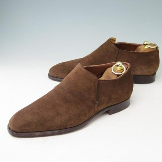 美品★クロケット&ジョーンズ 7E【★ハンドグレードライン/KEMPTON】センターエラスティック/スエード/茶/メンズ/Crockett&Jones★a383