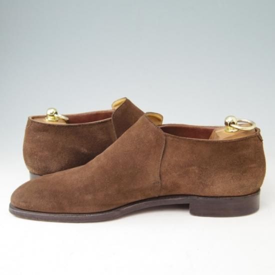 美品★クロケット&ジョーンズ 7E【★ハンドグレードライン/KEMPTON】センターエラスティック/スエード/茶/メンズ/Crockett&Jones★a383
