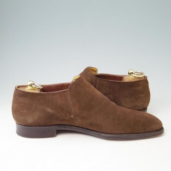美品★クロケット&ジョーンズ 7E【★ハンドグレードライン/KEMPTON】センターエラスティック/スエード/茶/メンズ/Crockett&Jones★a383