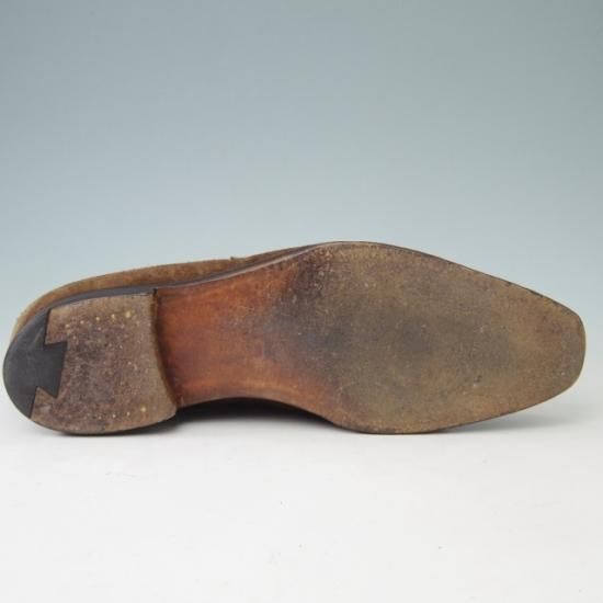 美品★クロケット&ジョーンズ 7E【★ハンドグレードライン/KEMPTON】センターエラスティック/スエード/茶/メンズ/Crockett&Jones★a383
